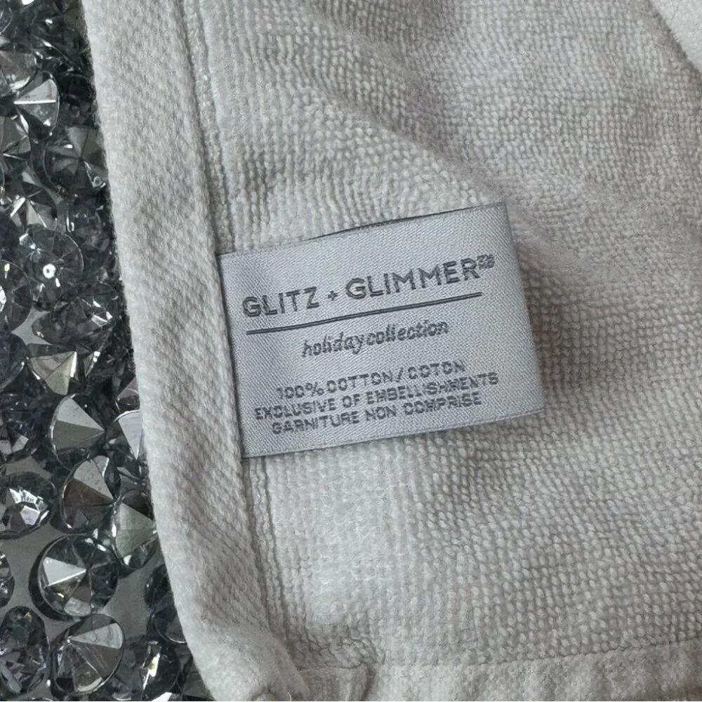 White Towel bling Silver Embellishments hand towel rhinestone diamond crystals